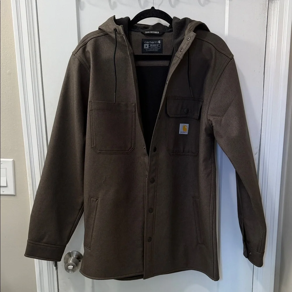 Carhartt Hooded Work Jacket Canvas Green Heavyweight Men’s Medium - Picture 1 of 5
